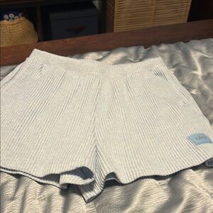 ALO Yoga Women's Cozy Light Blue Ribbed Shorts